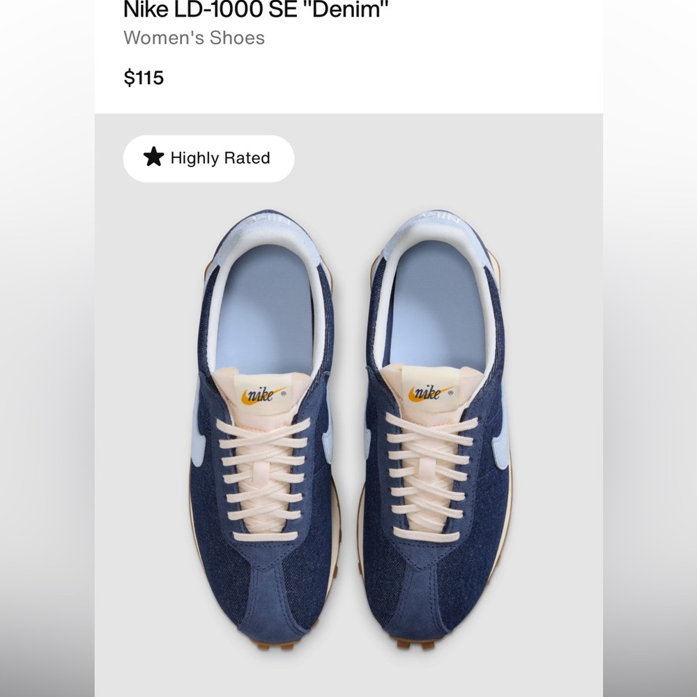 Nike LD-1000 SE Denim Sneakers - Blue and White